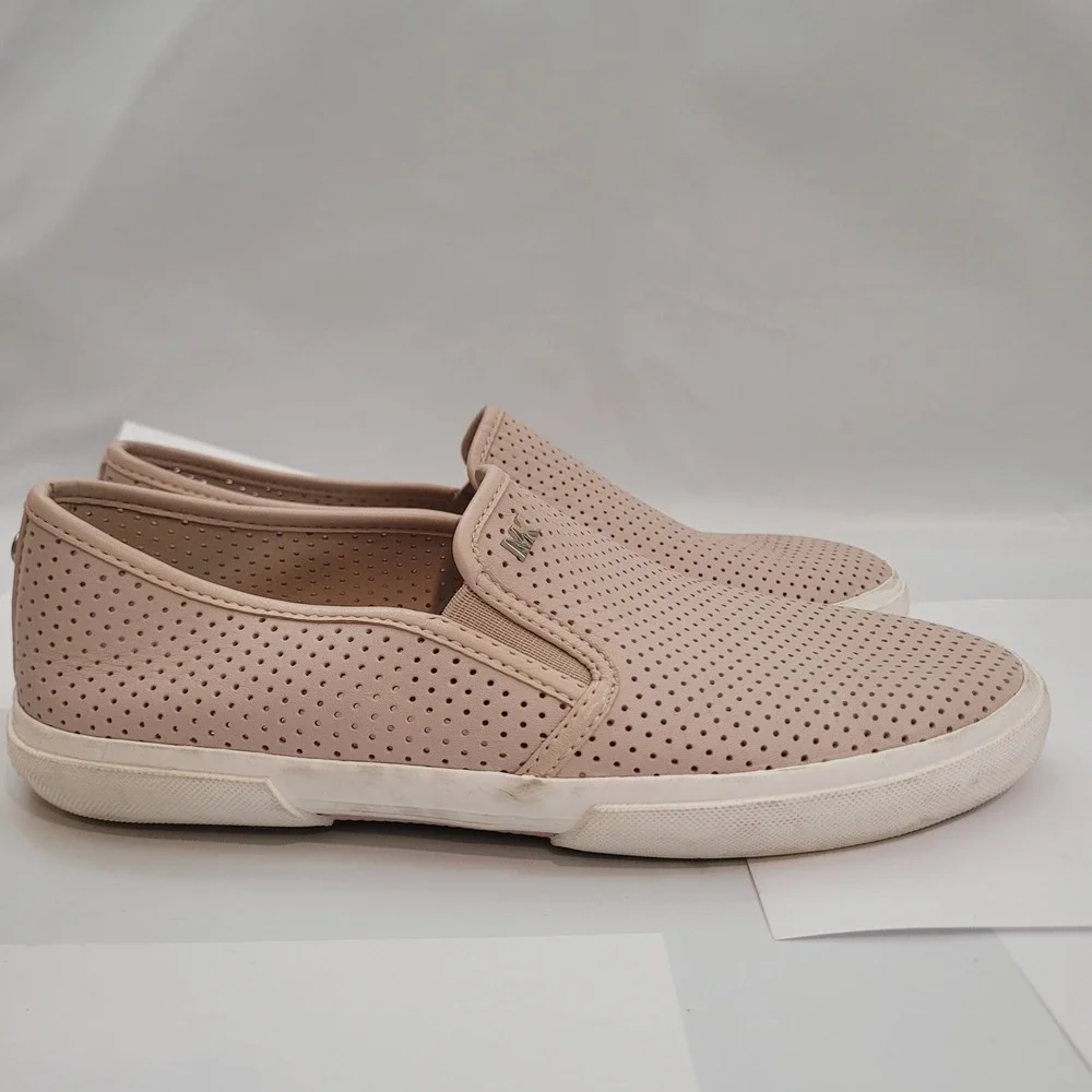 Michael Kors Keaton Slip-On Sneakers Womens 8M Pink Perforated Leather Excellent